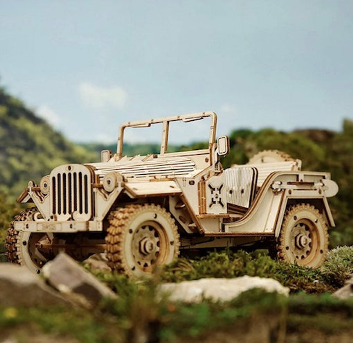 Robotime Modelbouwpakket Army Jeep 18,9 Cm Hout 369-delig — afbeelding 10