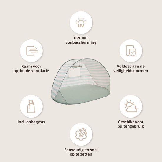 Petite Amélie Strandtent Pop up - Mintgroen - UPF 40+ zonbescherming - Pop-up ontwerp - Mesh raam voor optimale ventilatie - Incl. opbergtas en 4 grondharingen van Petite Amélie — afbeelding 3