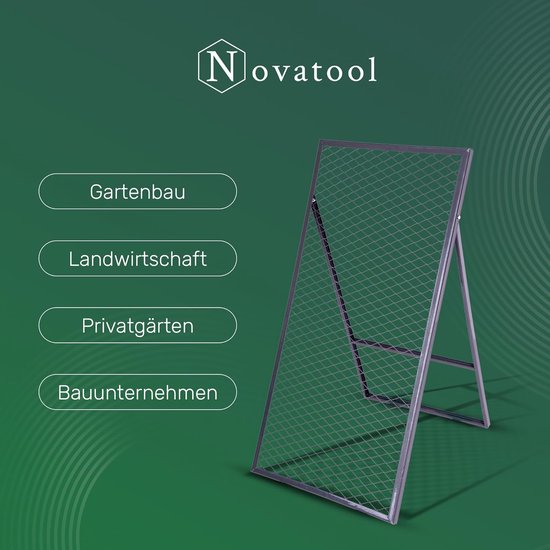 Novatool grondzeef 100x50 cm, van gepoedercoat staal, zeef voor aarde, gazon, zand, compost, tuinzeef, metalen zeef, metalen tuinrooster, grondzeef, compostzeef, tuinaarde van Merkloos	 — afbeelding 5
