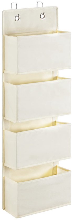 SONGMICS Hangende organizerset van 2, kastorganizer, deelbare hangplank, hangende opbergruimte, opvouwbaar en ruimtebesparend, metalen haken en bamboe inzetstukken, duifgrijs RCH008G01