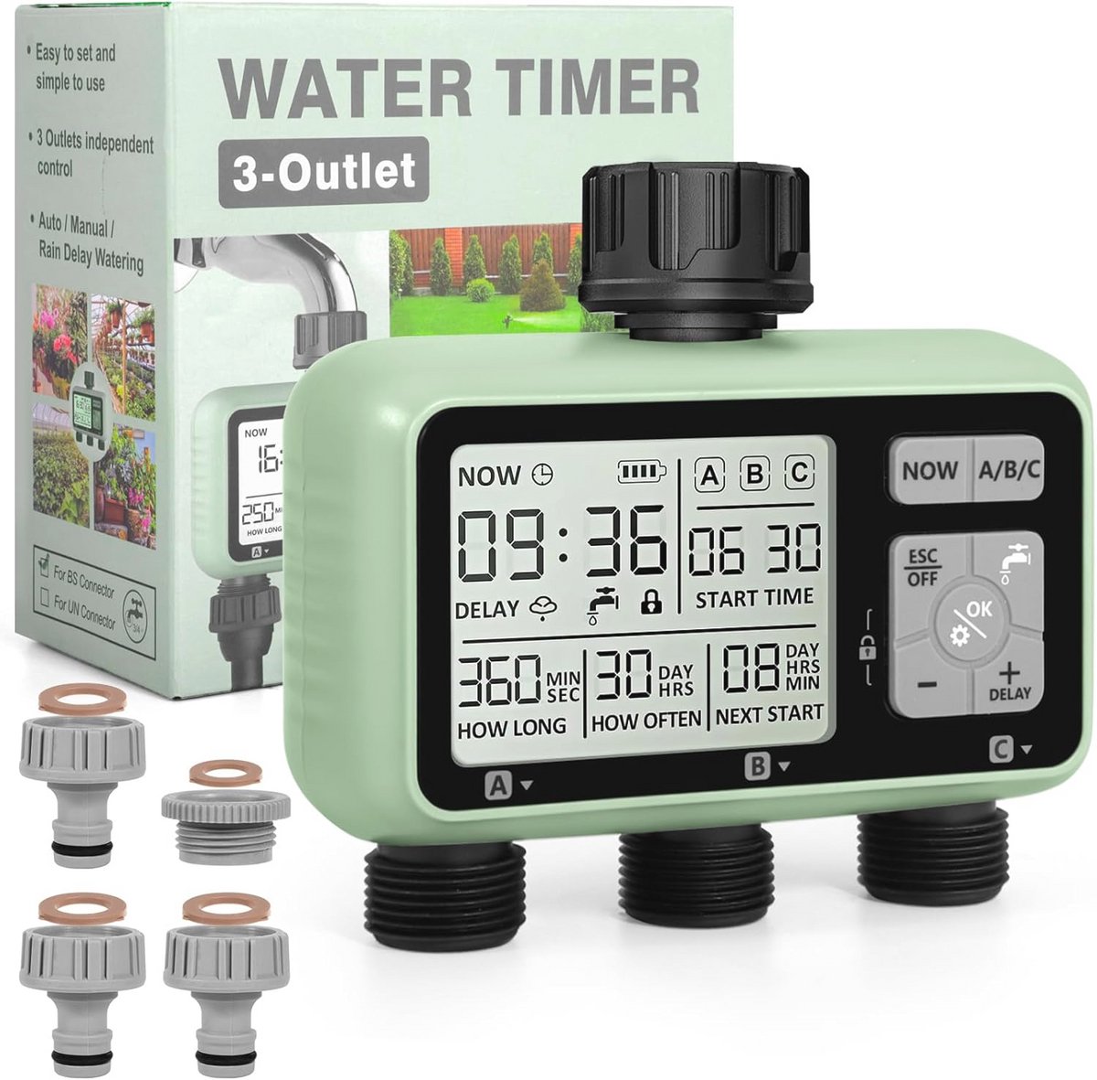 Automatische irrigatietimer met LCD-display - Waterdichte tuin irrigatie oplossing