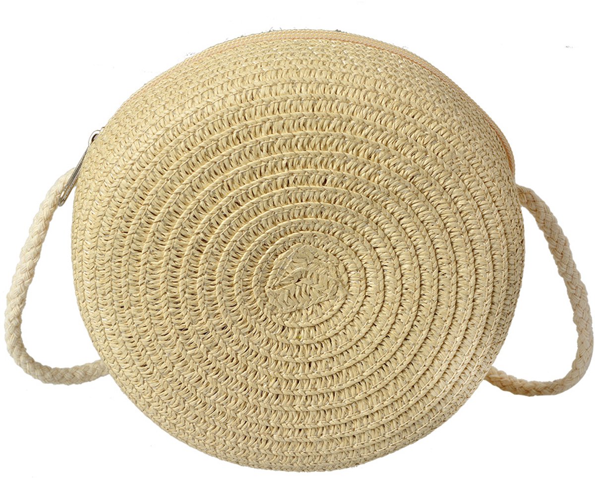Clayre & Eef Handtas Ø 14x8 cm Beige Papierstro