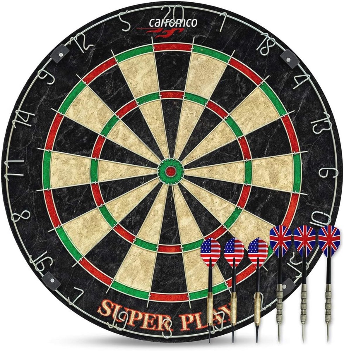 Sisal dartbord met dartpijlen set - Softdart en stalen dartpijlen inbegrepen