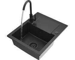 Fabro Granitan - Évier en granit avec une Kom, robinet et siphon inclus