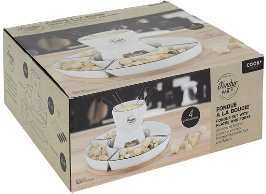 Cook Concept Chocolade of kaas fondue - met 4 vorken - wit - keramiek - voor 4 personen van cook-concept — afbeelding 2