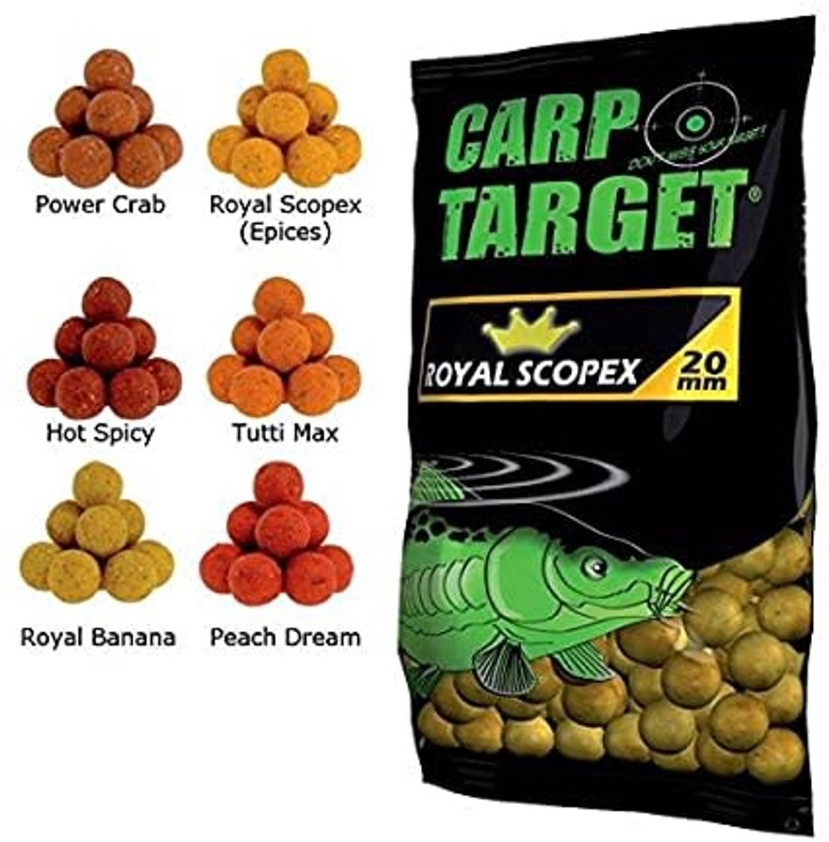 Fun Fishing Boilies Carp Target 16mm (800gr) - Smaak : Mais-Hennep
