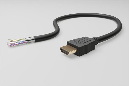 Câble HDMI 2.0 - 4K 60Hz - 1 face coudée vers le bas - Plaqué Or - 3 mètres - Zwart