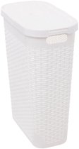 5Five Smalle Wasmand met deksel Rotan - wit - gevlochten kunststof - 40 liter - 26 x 46 x 60 cm