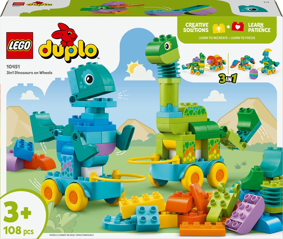 LEGO 10451 DUPLO Town 3-in-1 dinosaurussen op  wielen