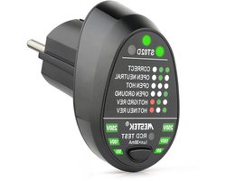 Elektrische stekkertester uitgangstester polariteitstester stroomcircuit- stroomcircuittest automatische neutrale aardingskabel EU-stekker - RCD