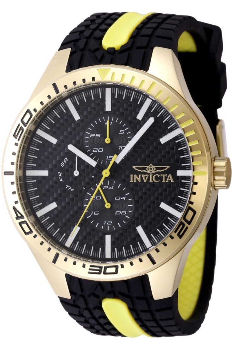 Invicta Racing 48873 Heren Horloge - Waterdicht - Analoog - Quartz Uurwerk - Roestvrij Staal met zwarte Wijzerplaat - 46mm