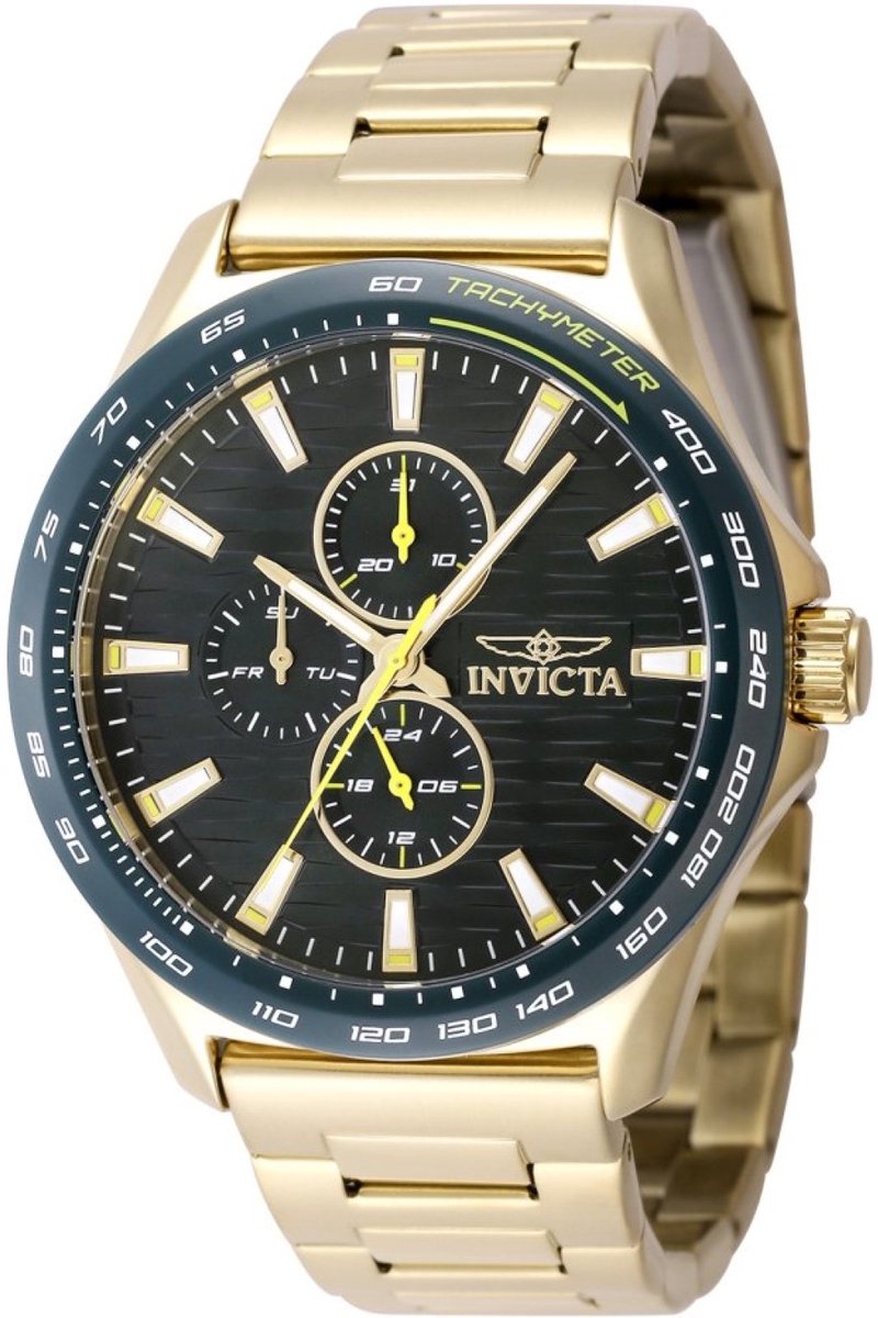 Invicta Racing 48870 Heren Horloge - Waterdicht - Analoog - Quartz Uurwerk - Roestvrij Staal met groene Wijzerplaat - 44mm