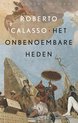 Boekcover met schildering van antieke figuren en tekst: Roberto Calasso Het onbenoembare heden.