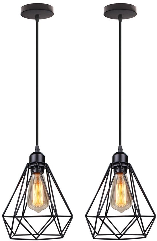 2 Stuks Hanglamp Industriële Roze Kroonluchter E27 Plafondlamp voor