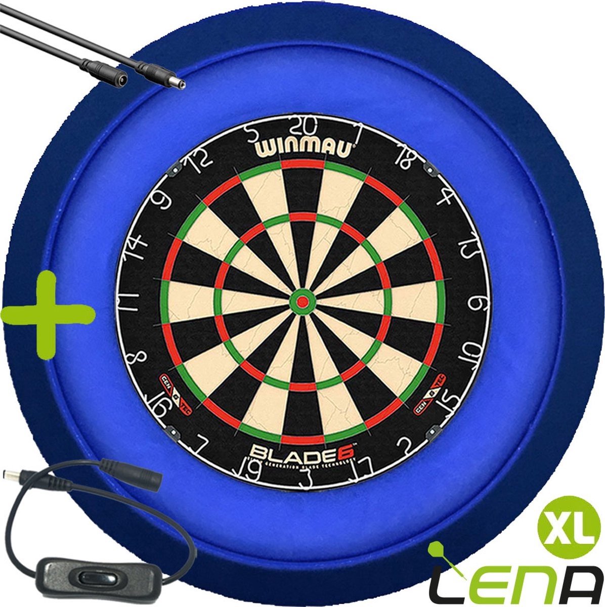 LENA Dartbordverlichting Deluxe XL (Blauw ) + Schakelaar + Verlengkabel (2.5m1)