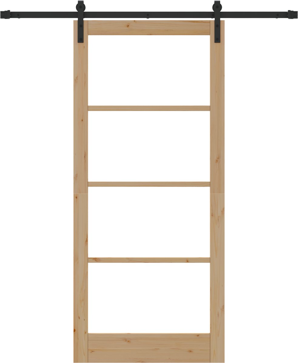 vidaXL - Schuifdeur - ORKDAL - Natuurlijk - en - zwart - 93 - x - 211 - cm