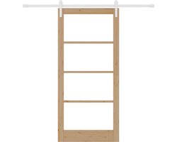 vidaXL - Schuifdeur - met - Hardware - Set - 'ORKDAL'in - Massief - Hout - & - Glas