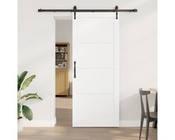 vidaXL - Schuifdeur - met - Hardware - Set - Wit - 86x211 - cm - Massief - Vurenhout