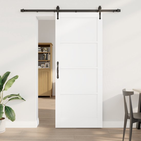 vidaXL - Schuifdeur - met - Hardware - Set - Wit - 86x211 - cm - Massief - Vurenhout