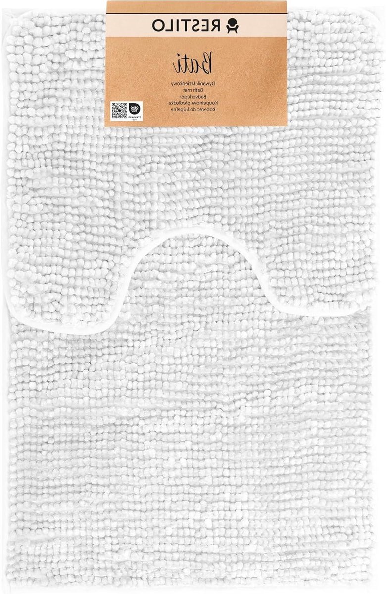 Badmat en toiletmat set 50 x 80 cm en 40 x 50 cm antislip crème - AmeliaHome