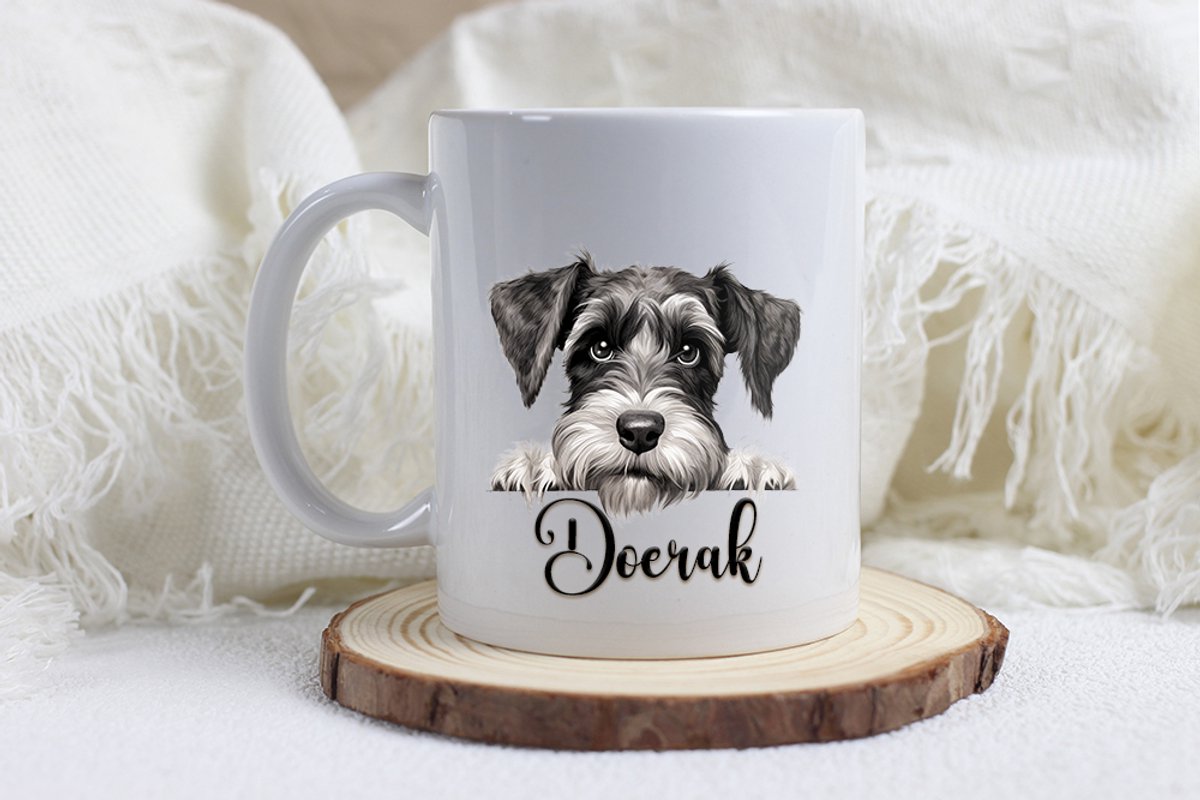 Schnauzer mok met naam
