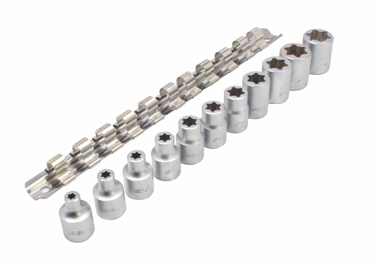 e-torxdoppen set 3/8 duims - torxdop 11 delig - inwendige torxdoppen - torx dop - asta