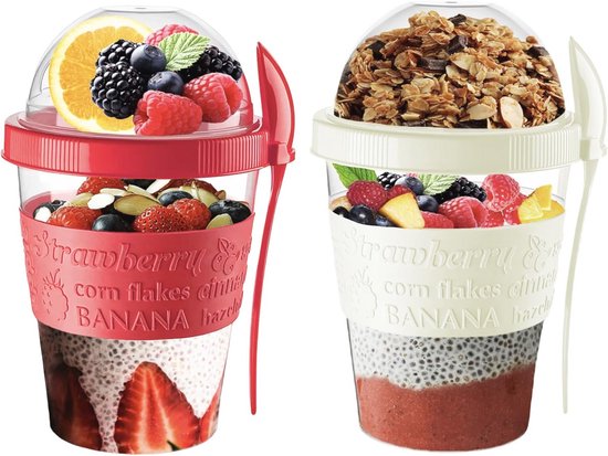 Overnight Oats glazen pot met deksel, nachtelijke havercontainer 600 ml Overnight Oats glazen pot met deksel, nachtelijke havercontainer 600 ml