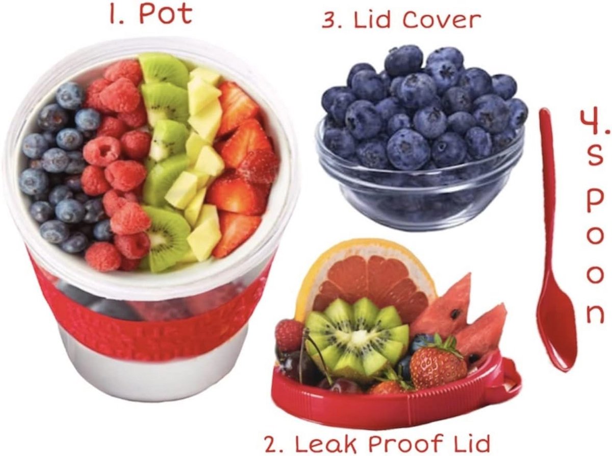 Yoghurtpotten Herbruikbare 20oz Overnight Haver Container met Deksel & Lepel BPA-vrije Ontbijtpotten to GO Granen On the Go Vaatwasmachinebestendig Lunch Havermout Potten (Set van 2 (Marmer Blauw