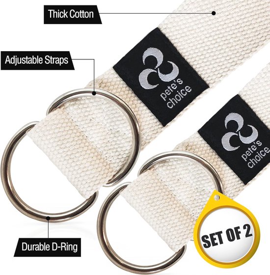 SnelShoppen - 2 Pack Yoga Oefeningen Verstelbare Lussen 2.4m - Duurzame D-ring voor Pilates en Gym Workouts - Verbeter Flexibiliteit, Houd Postures en van Snelshoppen — afbeelding 4