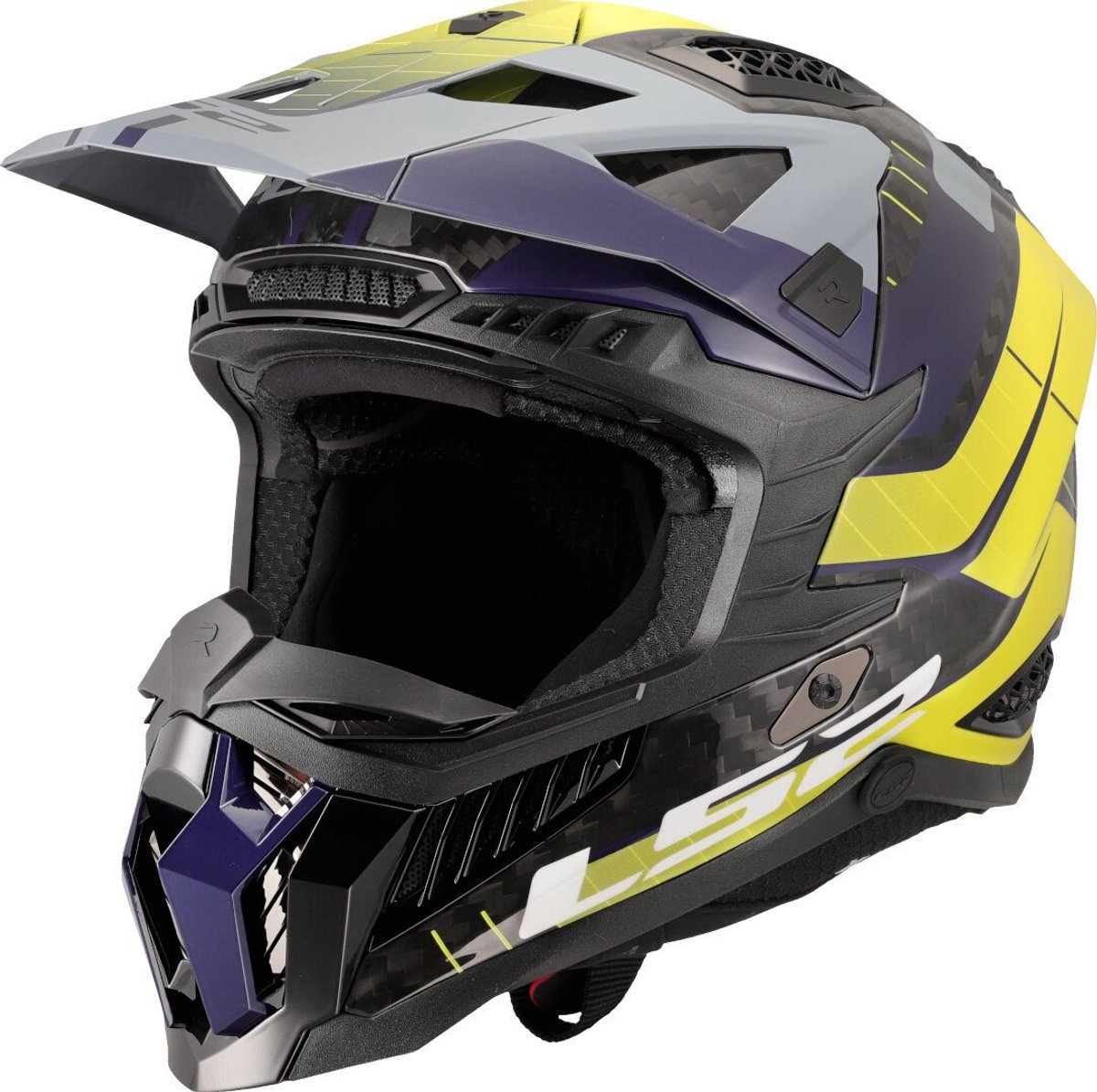 LS2 MX703 X-Force Galuo Grijs H-Vis Geel 06 Crosshelm - Maat XL - Helm