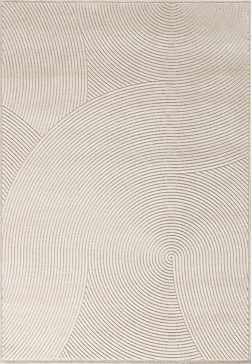 Acsento Chiara 1012 Ivory Vloerkleed - 240 x 340 cm - Ivoor - Rechthoekig - Viscose, Wol, Polyamide - Eetkamer, Woonkamer - Geometrisch, Strepen - Scandinavisch, Modern