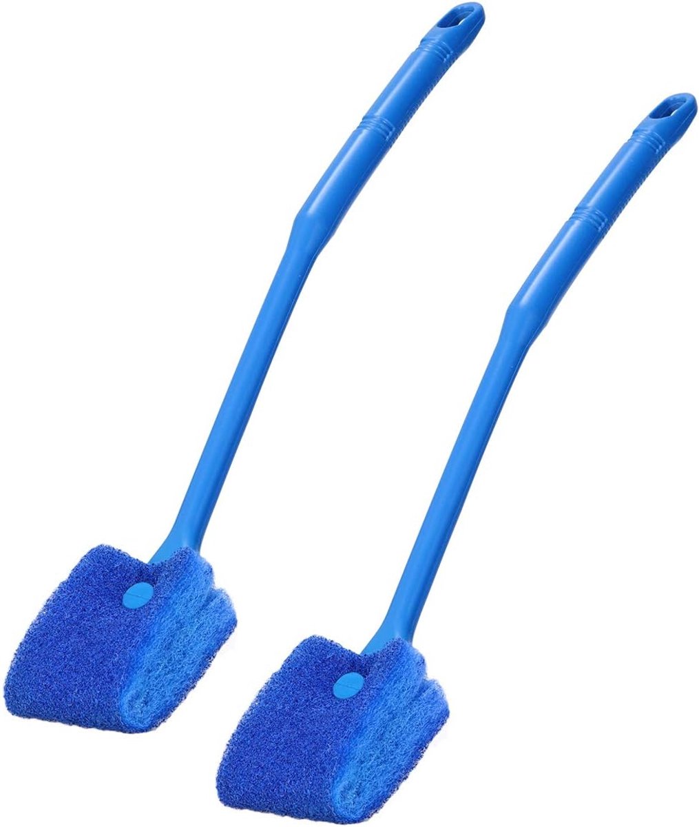 Dubbelzijdige Aquarium Ruitenreiniger - 2 Stuks Blauw Schoonmaakspons