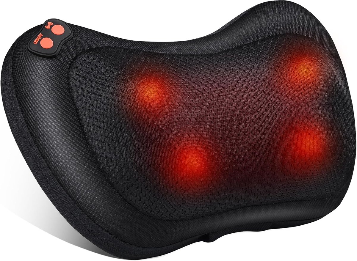 Shiatsu massagekussen voor nek, schouders en rug met warmtefunctie