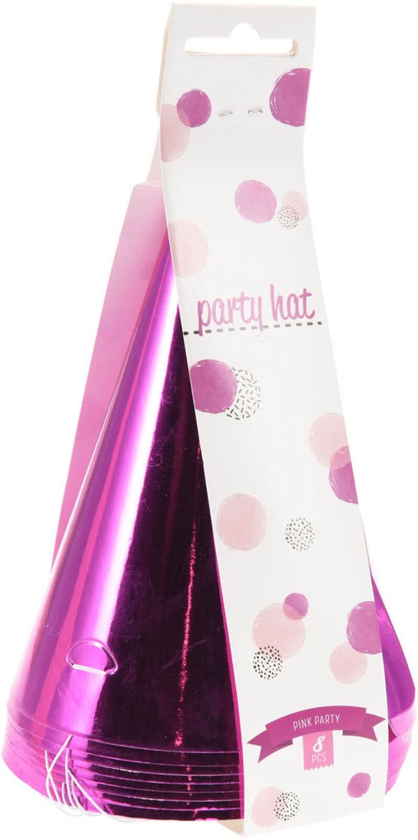 Hoedje Papier Roze, 8st.