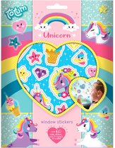 Totum Unicorn Raamstickers verplaatsbare stickers eenhoorn | 60 delig niet permanent voor thuis en op reis | speelgoed junior meisjes en jongens vanaf 3 jaar