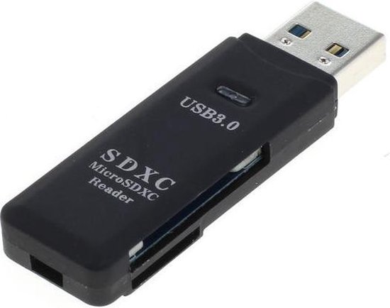 USB Cardreader met USB-A connector en 2 kaartsleuven - voor (Micro) SD/SDHC/SDXC/MMC/TF - USB3.0 - OTB