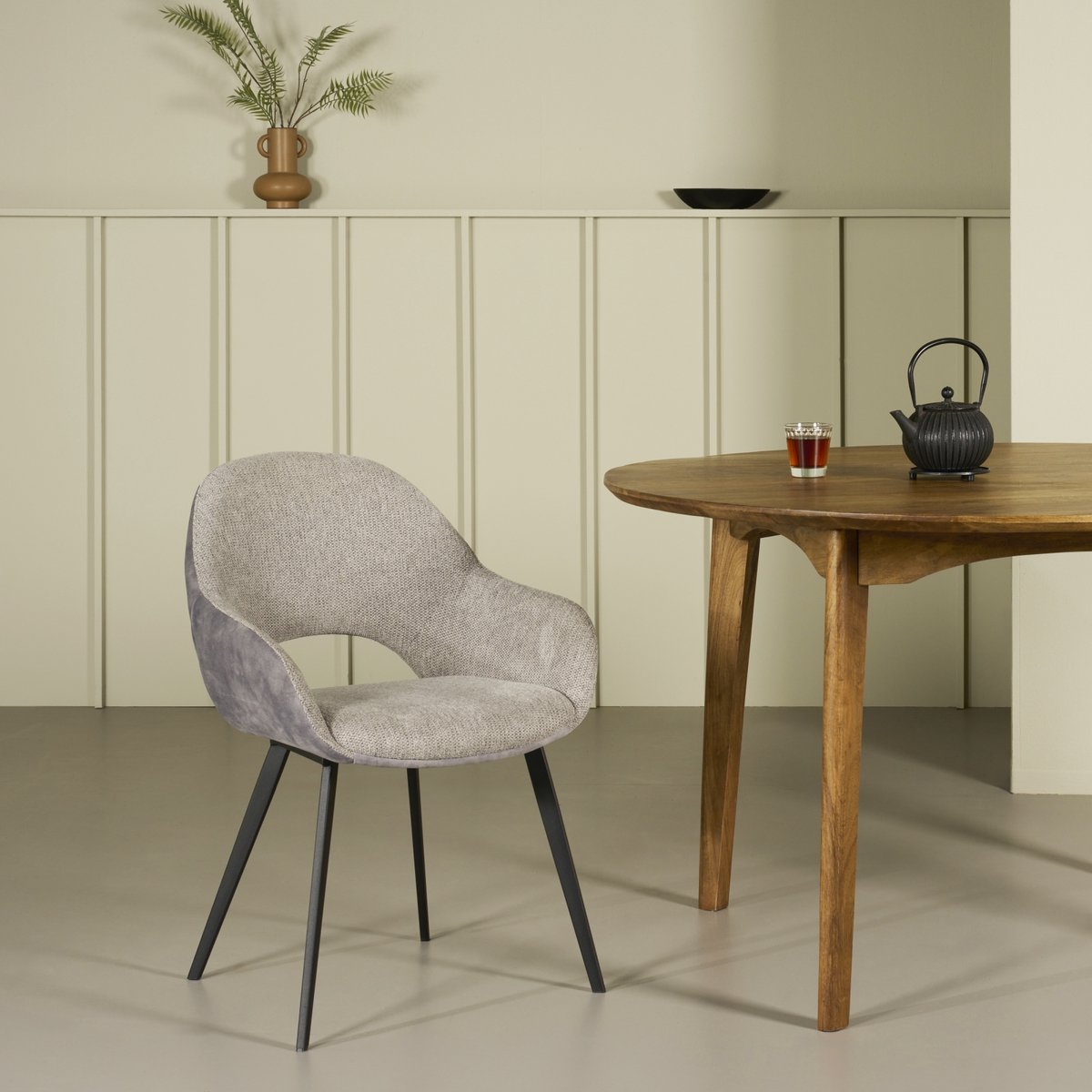 Eetkamerstoel Juuka - Stof - Grijs - 58 x 83 x 62 cm (BxHxD)