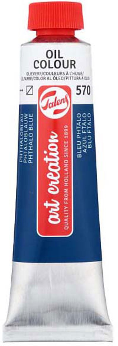 Olieverf Tube 40ml Phtaloblauw 570 voor creatieve schilderprojecten.