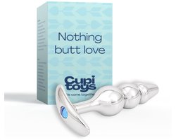 Cupitoys® Metalen buttplug - Zilver - Diamant lichtblauw - Anker - Puntig beads - Sex toys voor vrouwen - Sex toys voor mannen - Buttplugs