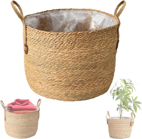 Grand panier à Plantes en osier - Jardinière d'intérieur moderne avec doublure imperméable