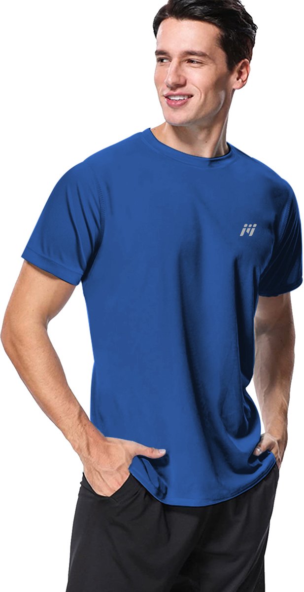 MEETYOO Heren - UV beschermend surf shirt UPF 50+ Sport T-Shirt Sportkleding Man - Fitnesskleding - Jongens Kleding voor Fitness, CrossFit & Gym-Marineblauw-XL