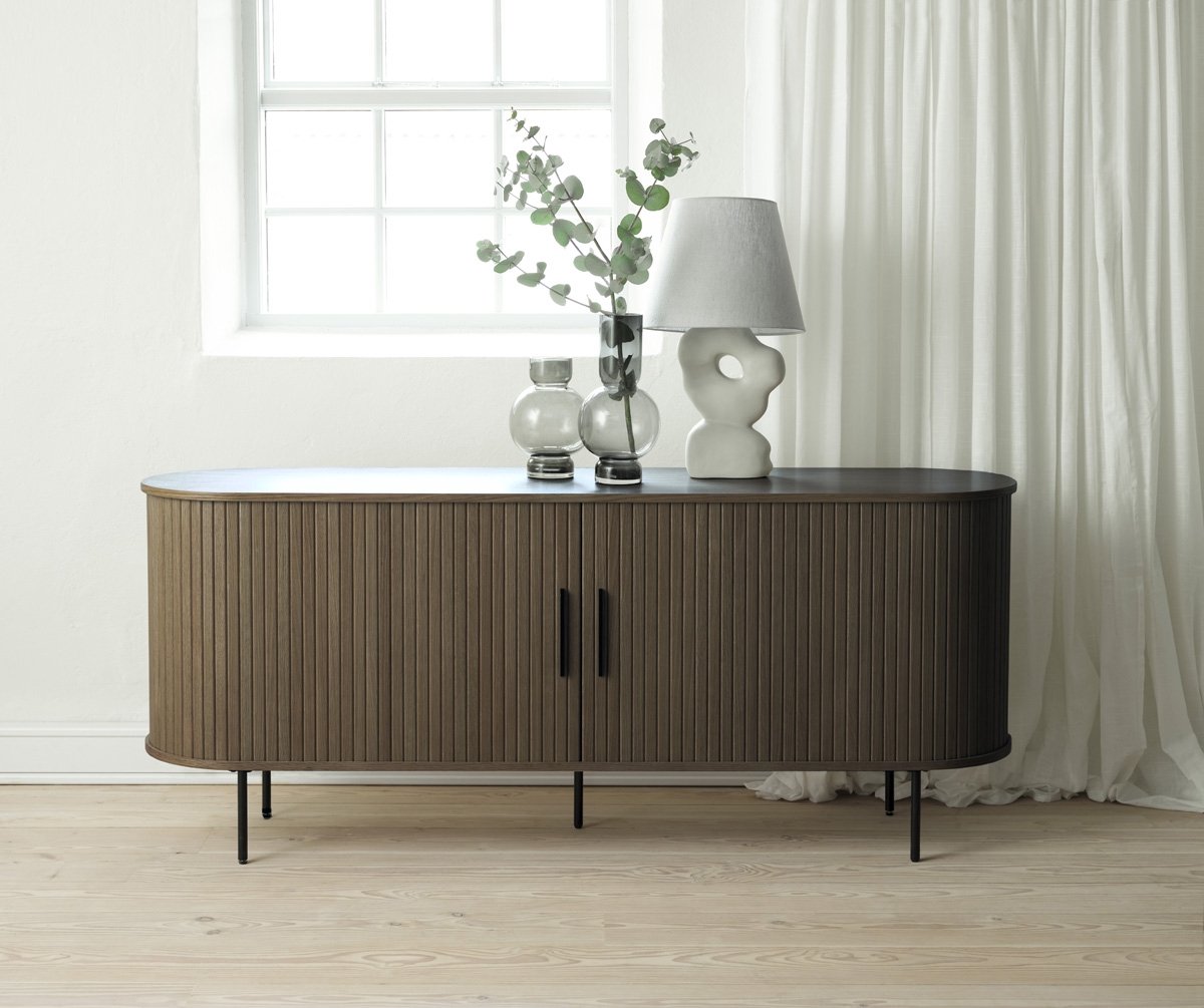 Giga Living Dressoir Nola - eikenfineer gerookt bruin - 180x45x76 cm - 2 deuren Donkerbruin