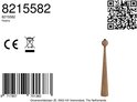 Verpakking van een naturelkleurige houten vloerlamp, met productinformatie.
