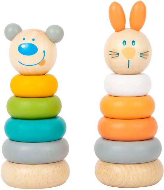 Small Foot - Houten Stapeltoren Dier Pastel, 6dlg.