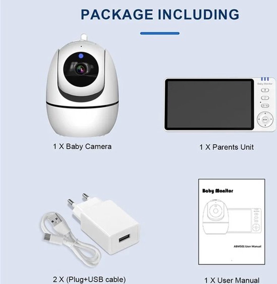Gran Vida® - Draadloze Babyfoon - 5.0 Inch Scherm - HD Video - VOX-modus - 300m Bereik - Inclusief Camera