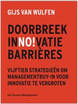 Boek met de titel 'DOORBREEK INNOVATIE BARRIÈRES' in grote letters op een rode achtergrond.