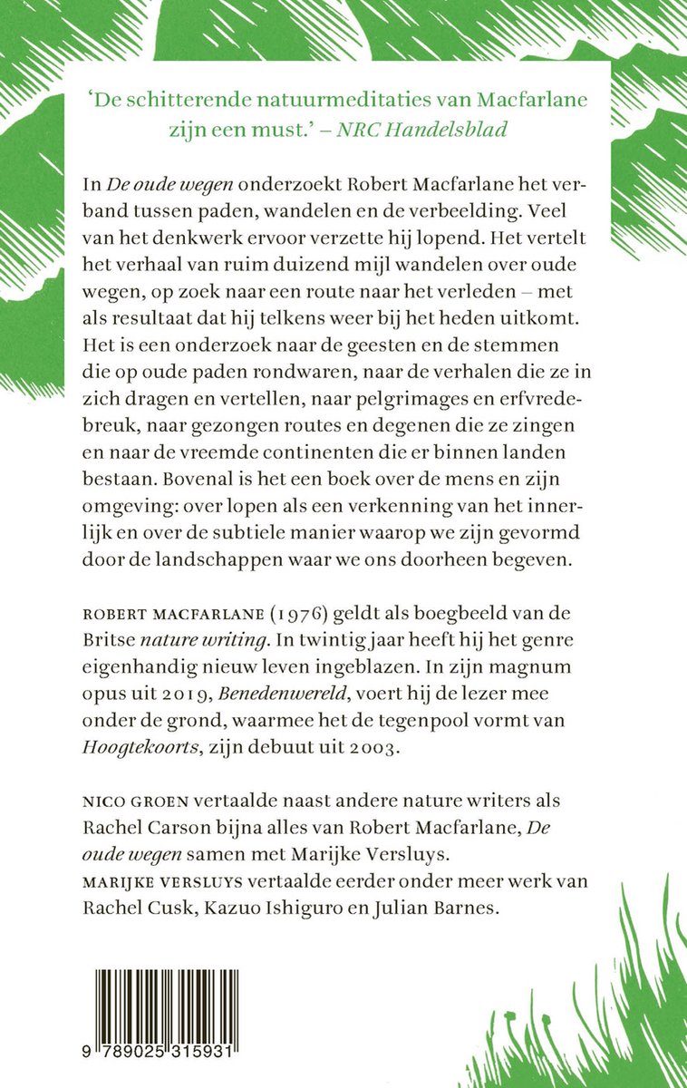 De oude wegen - back cover