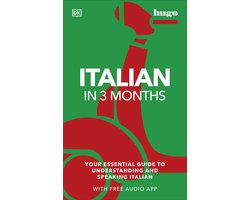 Omslag van DK Hugo in 3 Months Language Learning Courses- Italian in 3 Months with Free Audio App