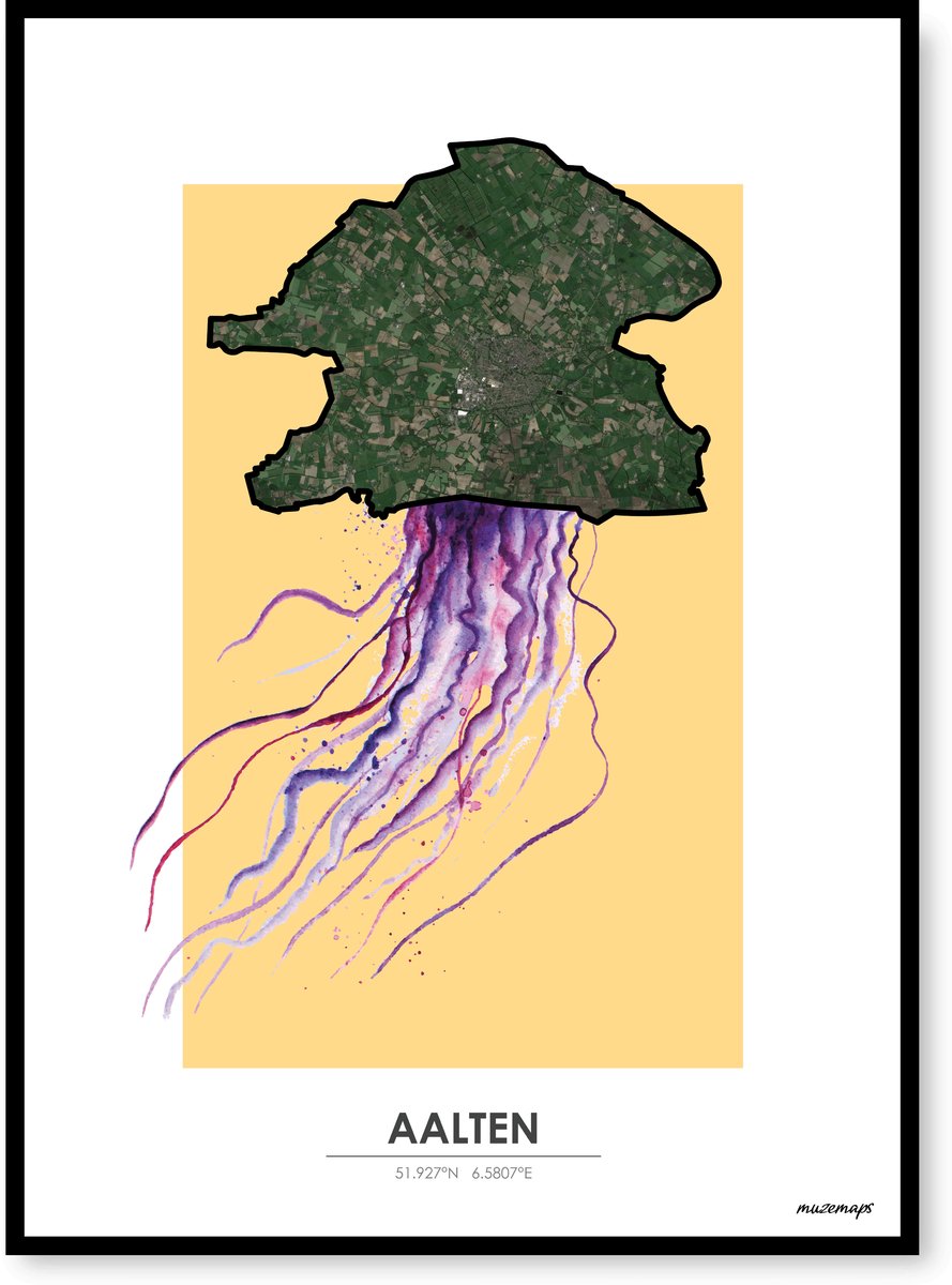Poster Aalten - Handgemaakte stadskaart - Pop-Art Design - B2 (50 x 70 cm) - MuzeMaps