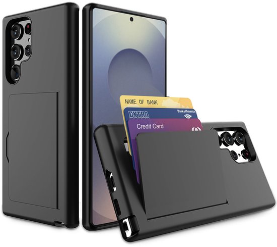 Smartphonica Telefoonhoesje Geschikt voor Samsung Galaxy S25 Ultra sterk TPU met pasjeshouder - TPU strong case with card slot - Zwart geschikt voor Samsung Galaxy S25 Ultra